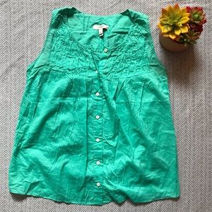J. Crew Teal Button Up Sleeveless Blouse